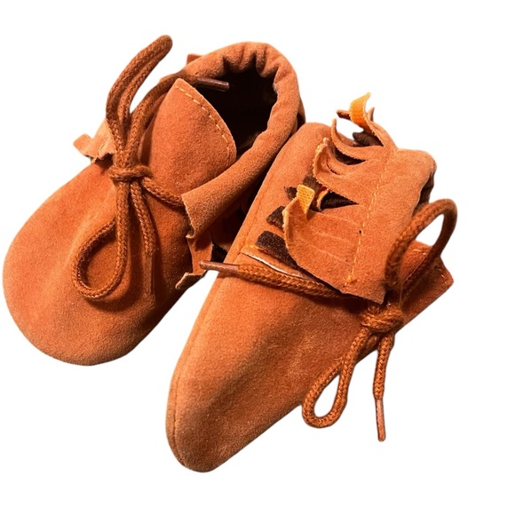 Other - Baby Fringe Sued Moccasins, Size 3, (6-9 months)